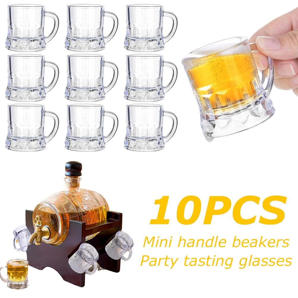 Amazon.co.jp: ミニビールジョッキ10個、ビール用ハンドル付き小型